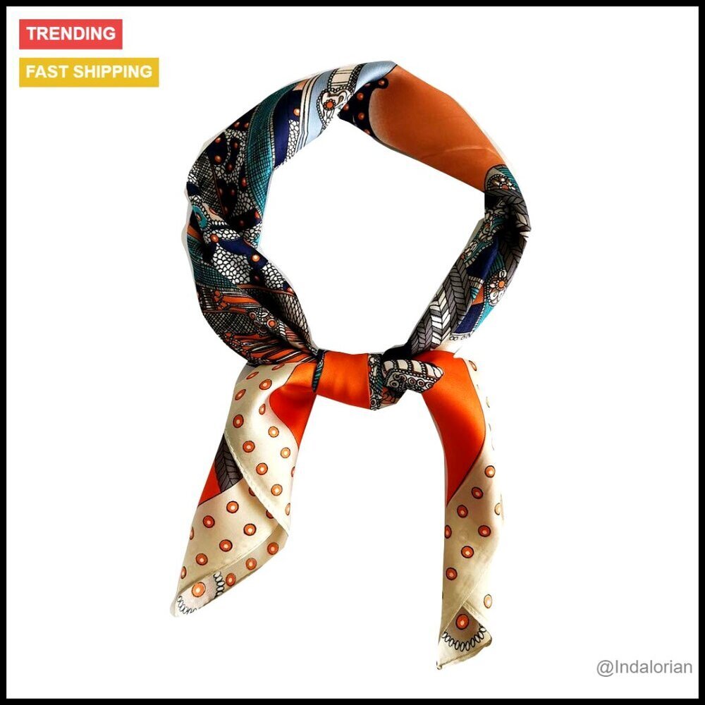 Satin Silk Scarf Square Medium Elegant Chic Head Neck Accessory Versatile